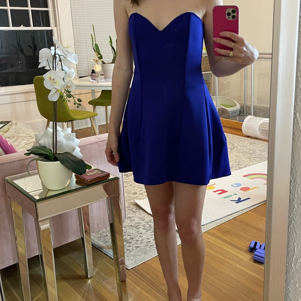 Boulee sweetheart blue strapless dress